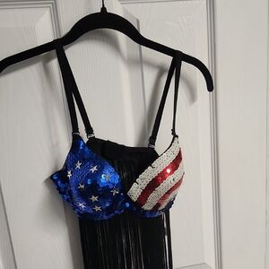 Sequin Star and Stripe Bra Top